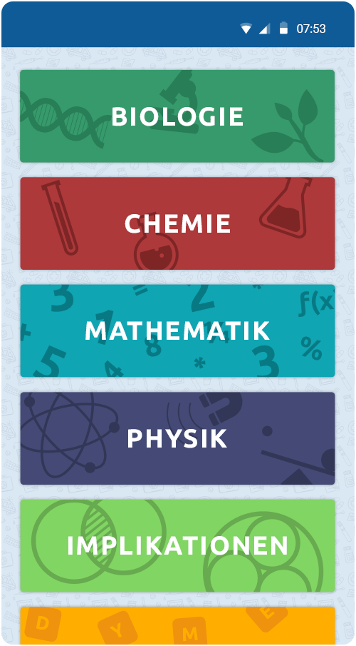 Kapitelauswahl in der MedAT Companion Smartphone App von studymed