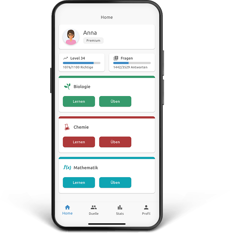 Die MedAT+ Smartphone App: Startbildschirm