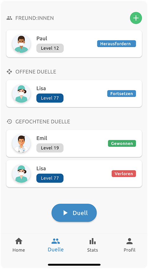 Homescreen der MedAT+ Smartphone App von studymed