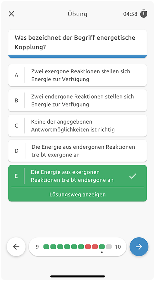 Duell Modus der MedAT+ Smartphone App von studymed