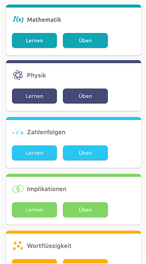 Kapitelauswahl in der MedAT+ Smartphone App von studymed
