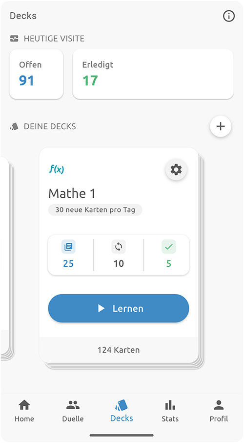 Lernen mit Karteikarten in der MedAT+ Smartphone App von studymed